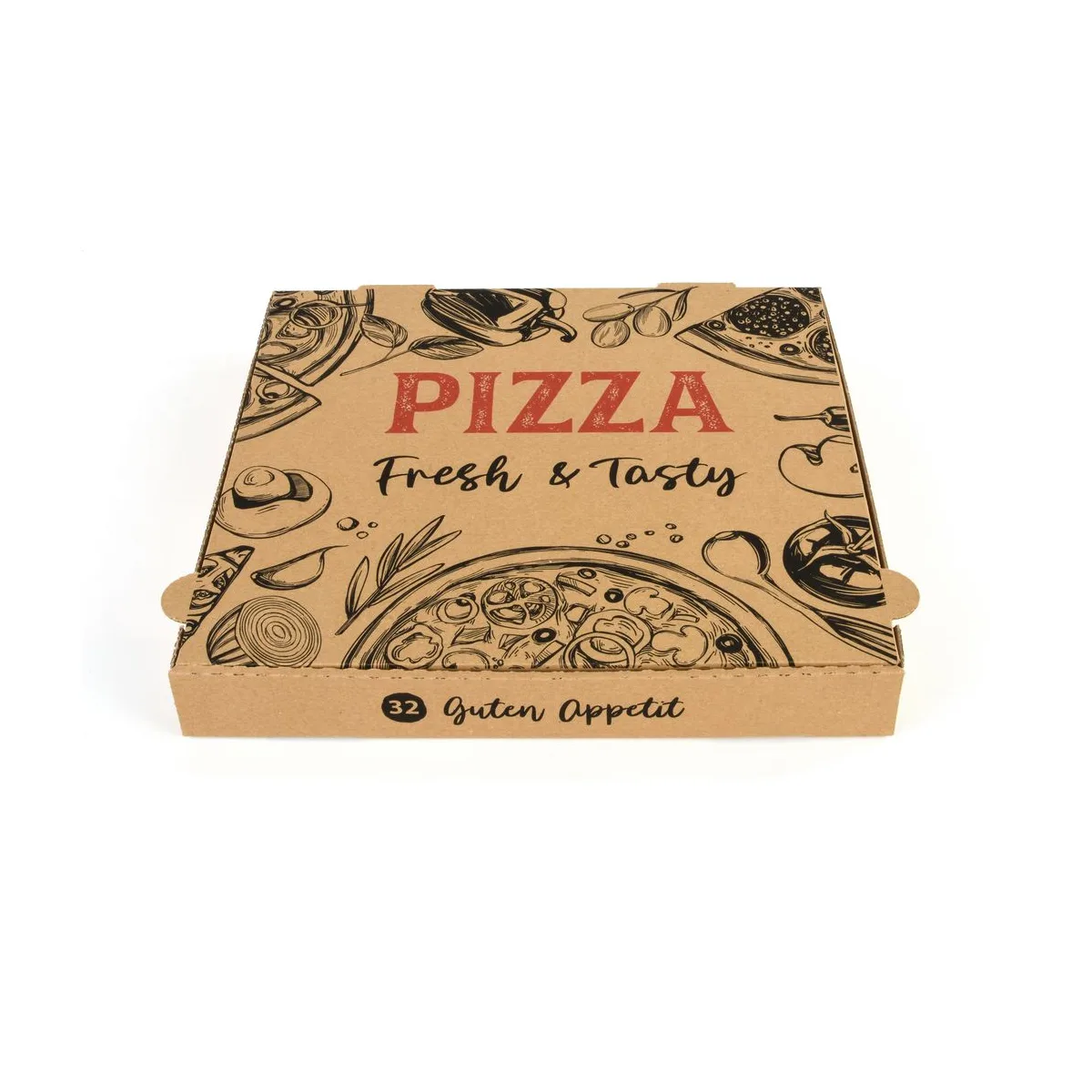 Pizzakarton 32er - naturbraun mit Design – Sobsy – Pizzakartons