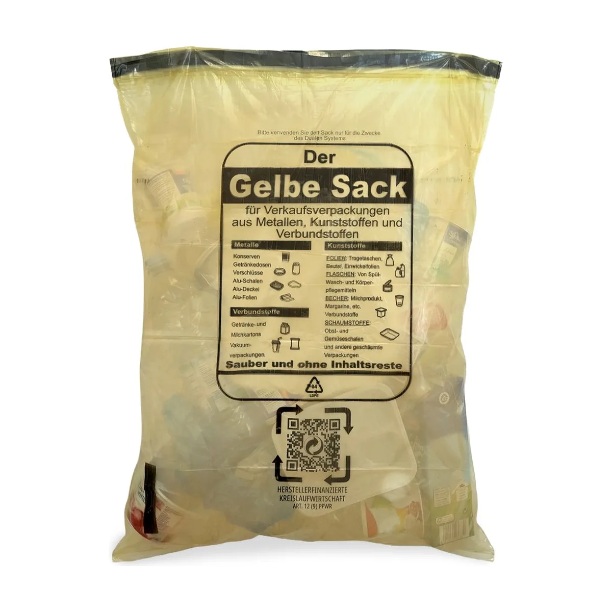 Der Gelbe Sack - Zugband-Müllsäcke | 90 Liter | Großpackung mit 260 Stück – SemyTop – Kehrichtsäcke