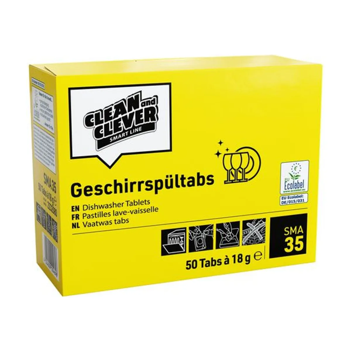 SMA35 Geschirrspültabs 50 x 18 g, phosphatfrei – CLEAN and CLEVER SMART – Maschineller Geschirrreiniger