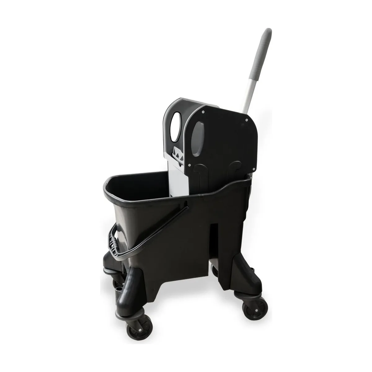 Mini-Reinigungswagen (23 Liter) mit Moppresse | Schwarz/Anthrazit – SemyTop – Reinigungszubehör