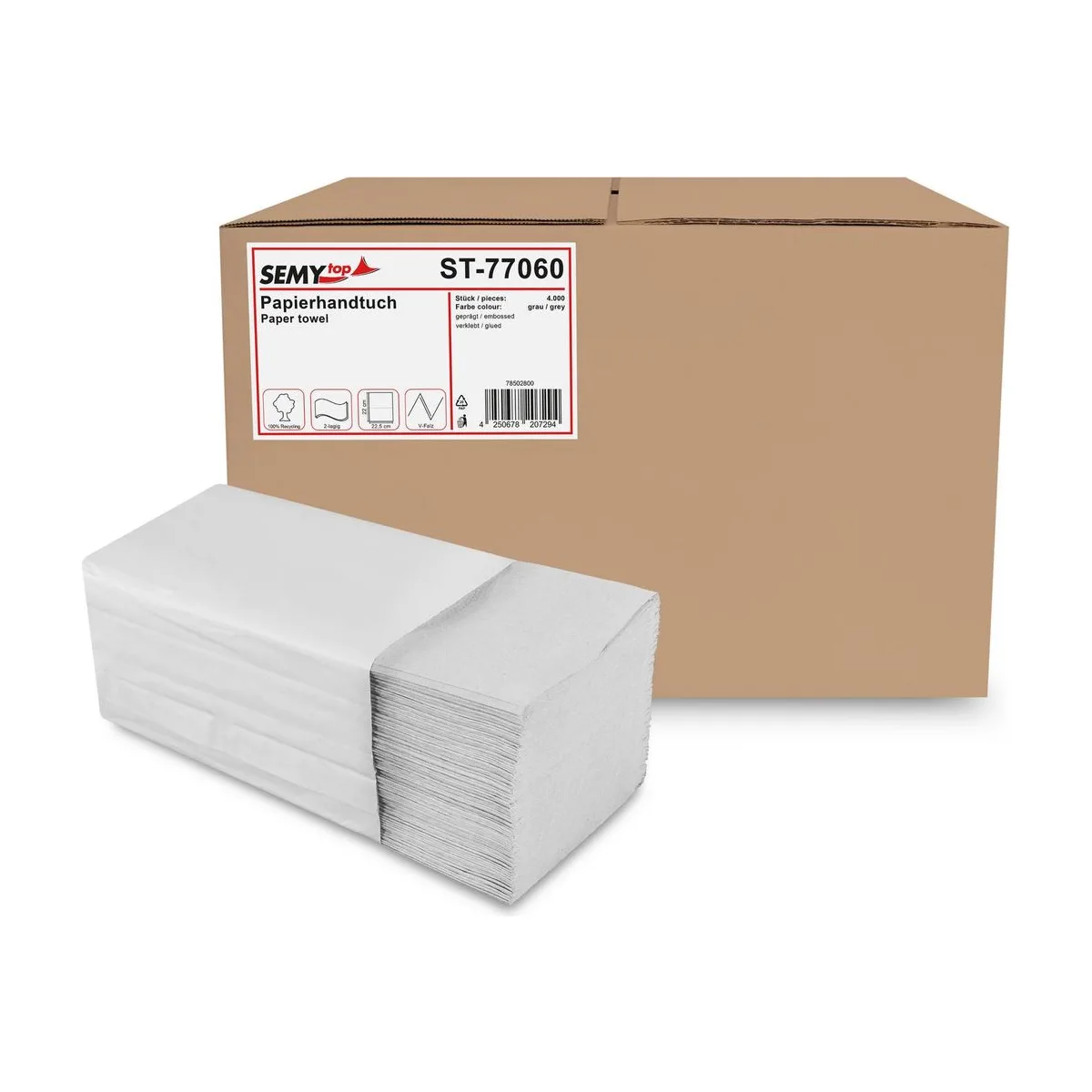 SemyTop Papierhandtuch 2-lagig ZZ-Falz 4.000 Stück – SemyTop – V-Falz