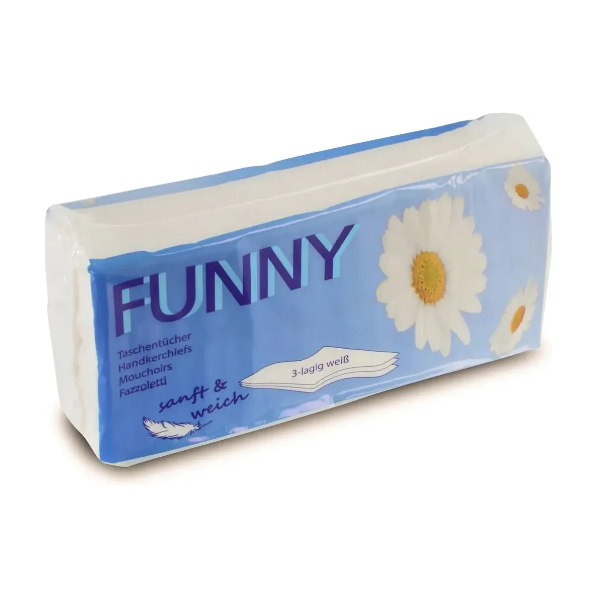 Funny Taschentücher, 3-lagig, Zellstoff hochweiß, lose - 40x100er Packs – Funny – Taschentücher