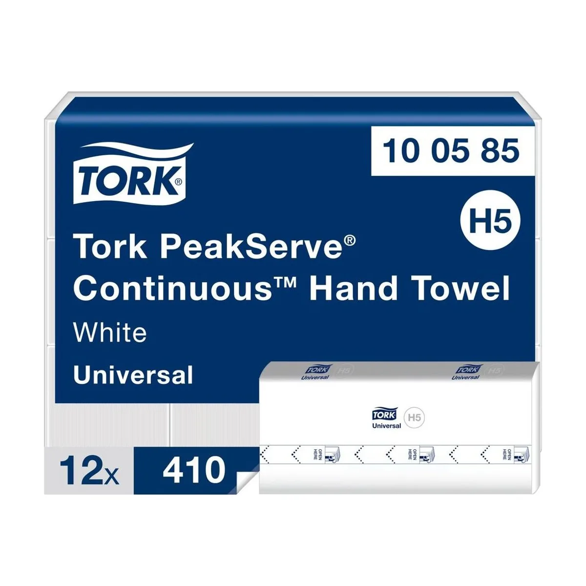Tork PeakServe Endlos-Papierhandtücher Weiß H5, 1-lagig – 12 × 410 Tücher