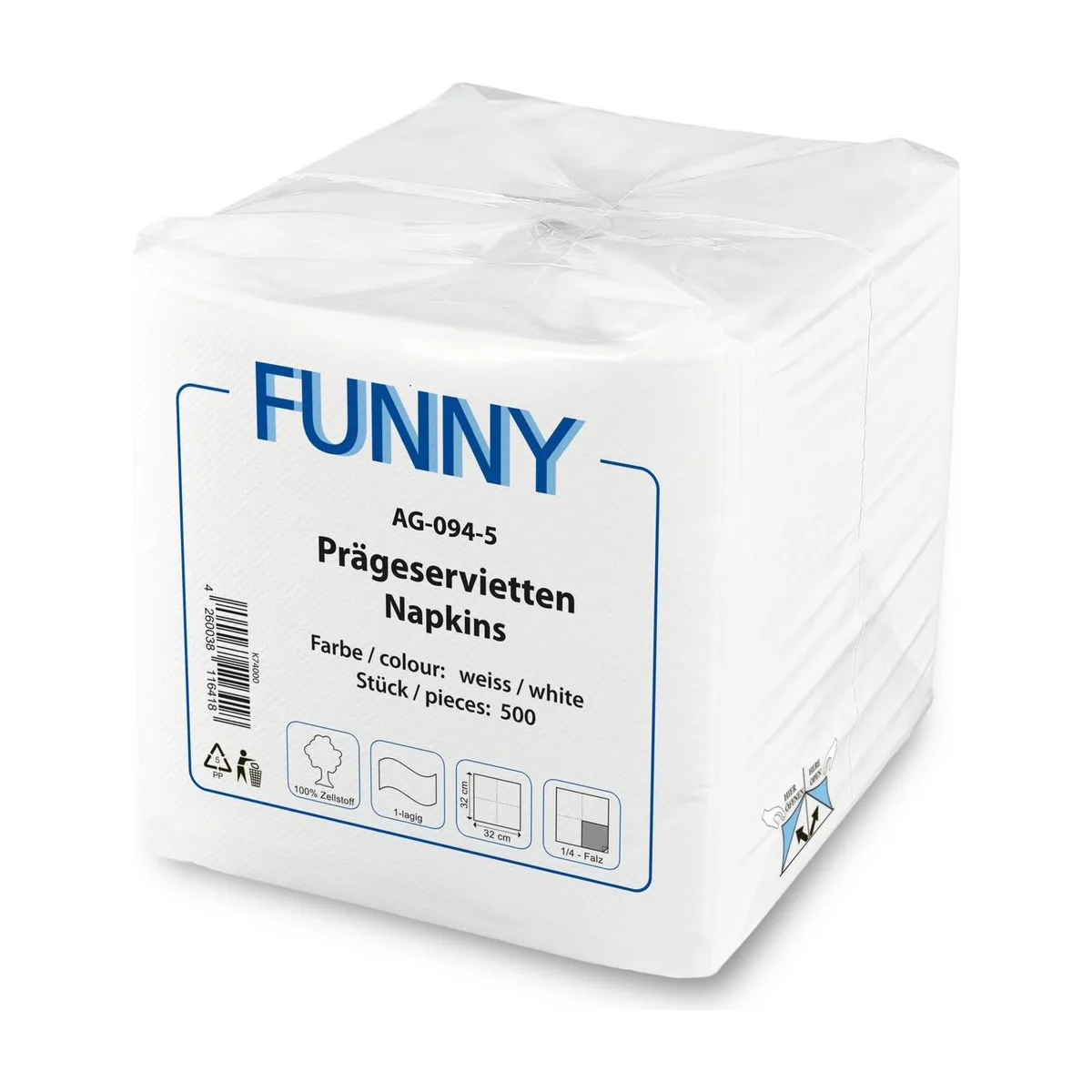 Funny Prägeserviette, hochweiß, 1lagig, 5000Stk – FUNNY – Servietten weiß