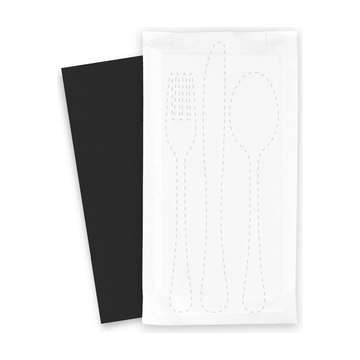 SemyTop Bestecktaschen mit schwarzer Serviette, 1/8-Falz, 38 x 38 cm, 500 Stück – SemyTop – Servietten weiß