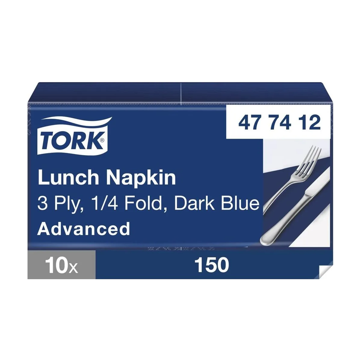 Tork Soft Lunchservietten Dunkelblau, 3-lagig, 33 × 33 cm, ¼-Falz – 10 × 150 Servietten
