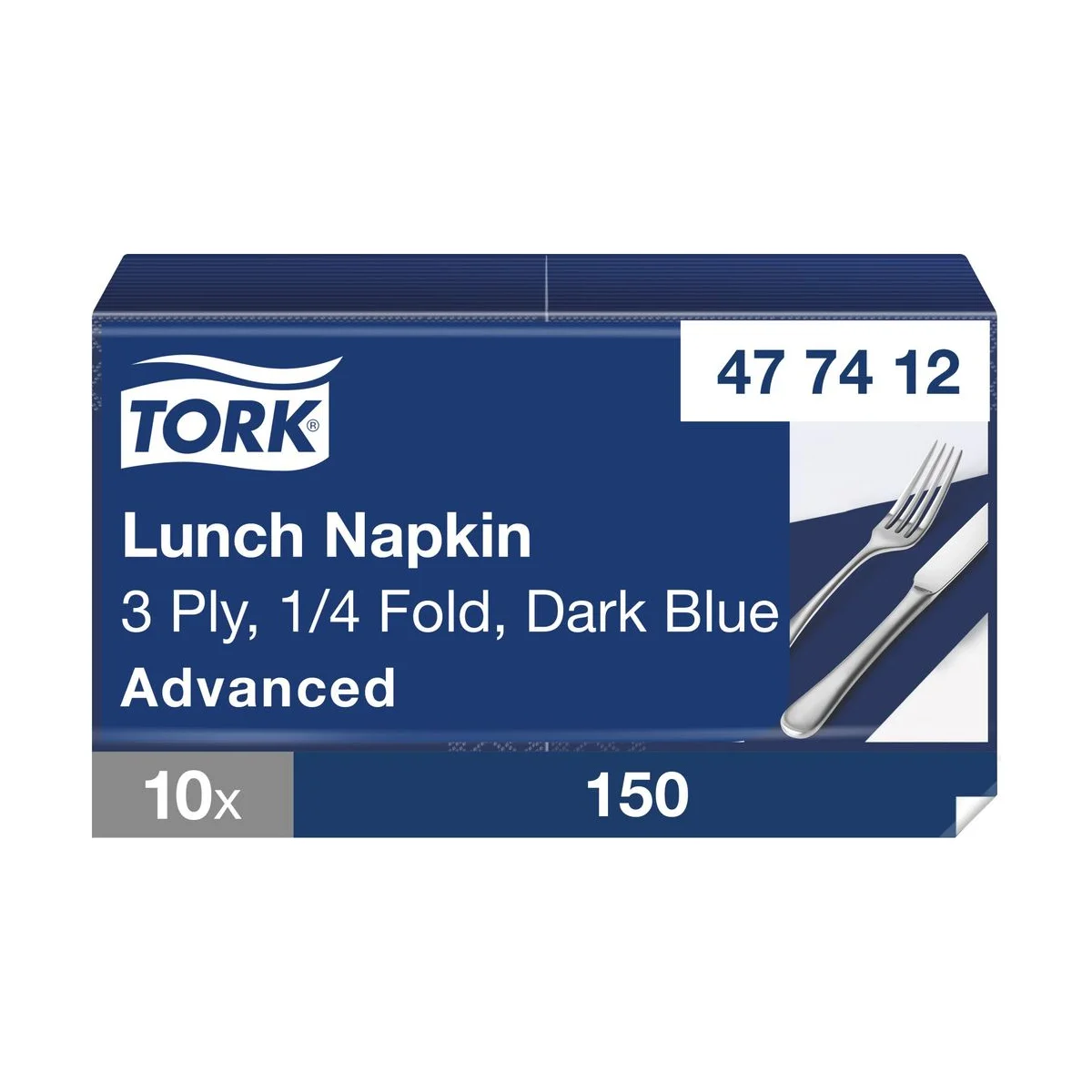 Tork Soft Lunchservietten Dunkelblau, ca. 33x33 - 1/4 Falz - 3 lagig - 150 Stk – Tork – Lunchservietten