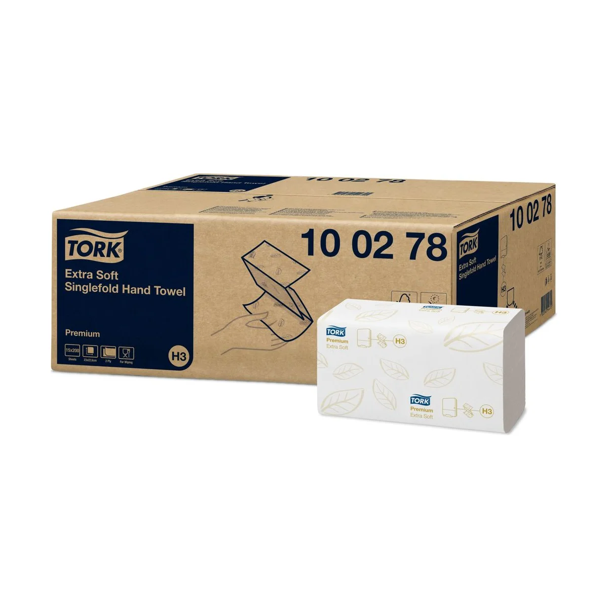 Tork extraweiche Zickzack-Handtücher Weiß H3, 2-lagig – 15 × 200 Tücher – Tork – V-Falz