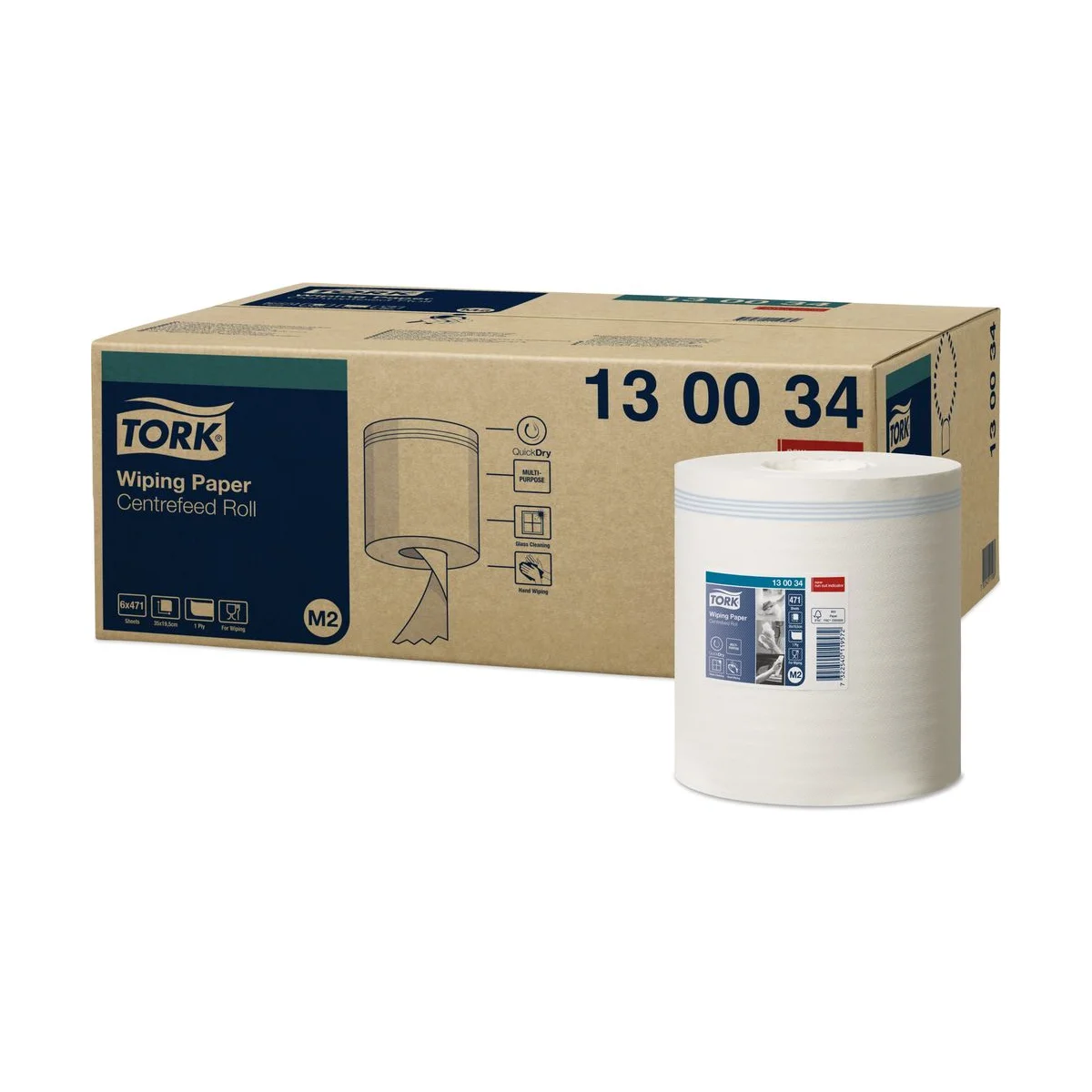 Tork Innenabrollungs-Papierwischtücher Weiß M2 – Karton à 6 Rollen – Tork – Innenabrollung Midi