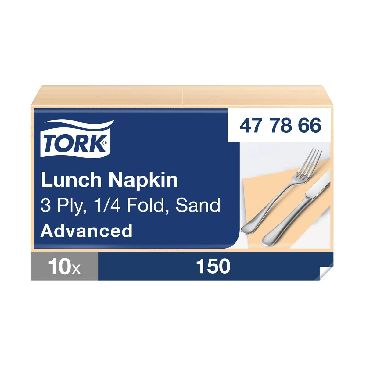 Tork Soft Lunchservietten Sand, ca. 33x33 - 1/4 Falz - 3 lagig - 150 Stk – Tork – Lunchservietten