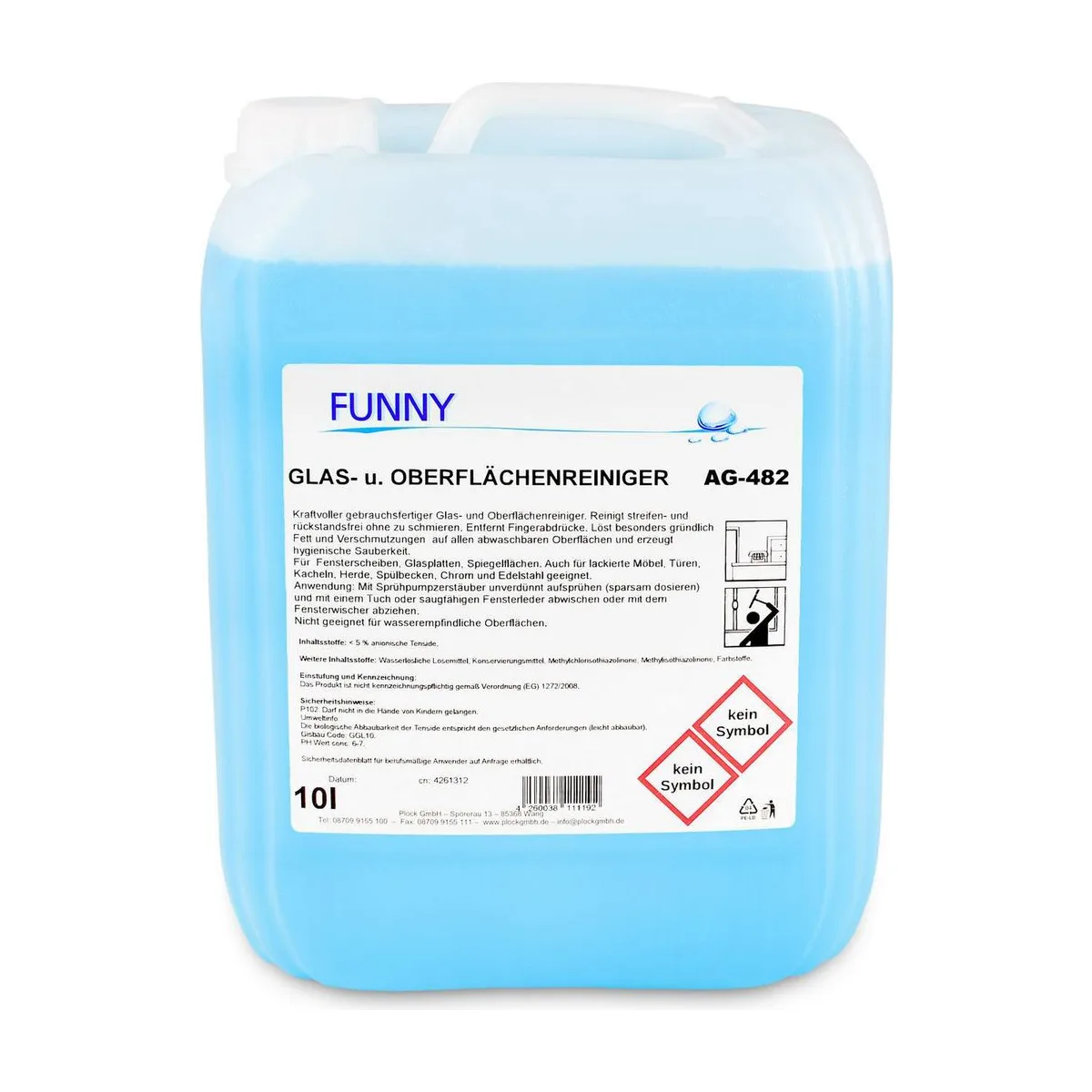 Funny Glas- und Oberflächenreiniger, 10 Liter, Konzentrat – FUNNY – Glasreiniger
