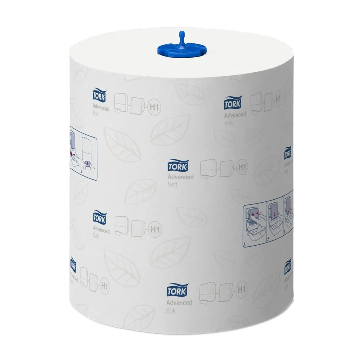 Tork Matic weiche Papierhandtuchrollen Weiß mit grauem Blätterdesign H1, 2-lagig – 6 Rollen à 150 m