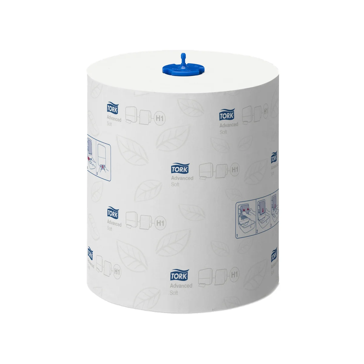 Tork Matic weiche Papierhandtuchrollen Weiß mit grauem Blätterdesign H1, 2-lagig – 6 Rollen à 150 m – Tork – Autocut-Rollen