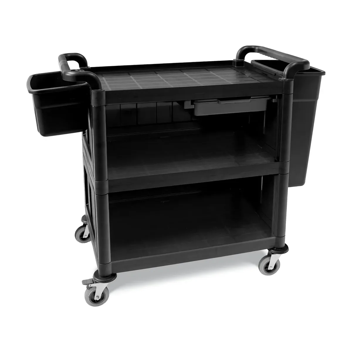 Servierwagen mit Seitenpaneele, Schublade und 2 Eimern – SemyTop – Reinigungswagen