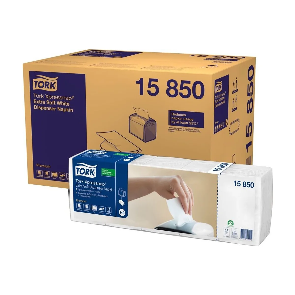 Tork Xpressnap Extra Soft Weiße Spenderserviette N4 – Karton à 8 Packungen