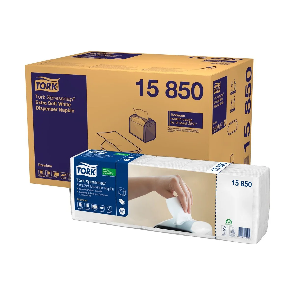Tork Xpressnap Extra Soft Weiße Spenderserviette N4 – Karton à 8 Packungen – Tork – Spenderservietten