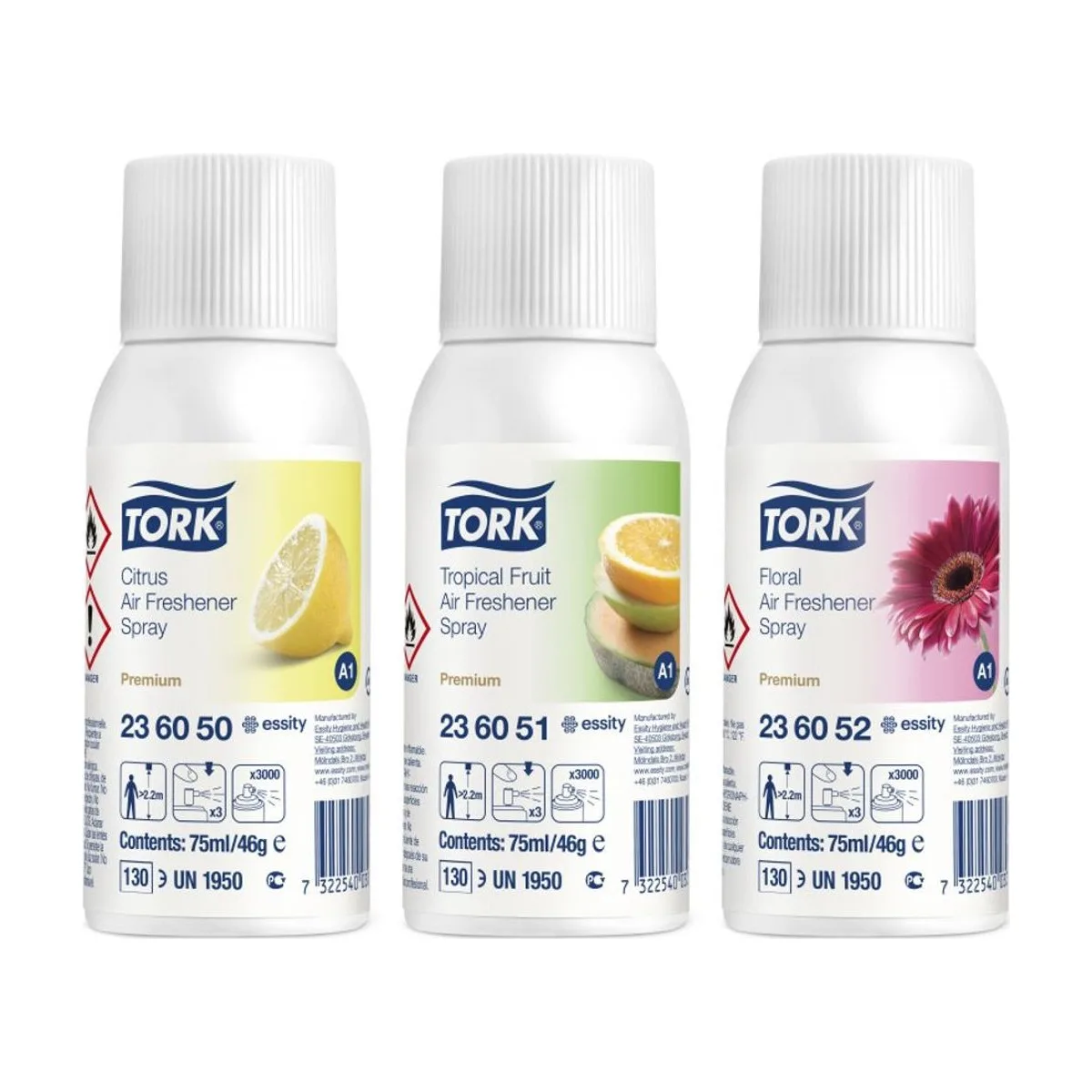 Tork Lufterfrischer Spray im Mixed Pack A1 – 12 × 75 ml – Transparent