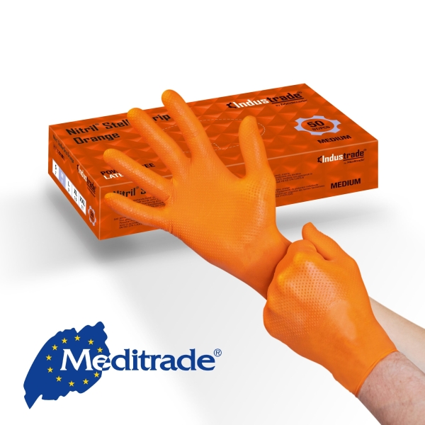 Meditrade - NITRIL® STELLARGRIP ORANGE - 50 Stk. - LARGE